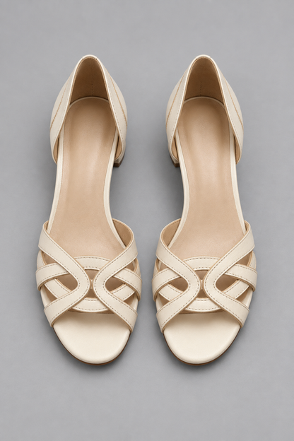 Bianca | Elegant Cream Woven Sandals