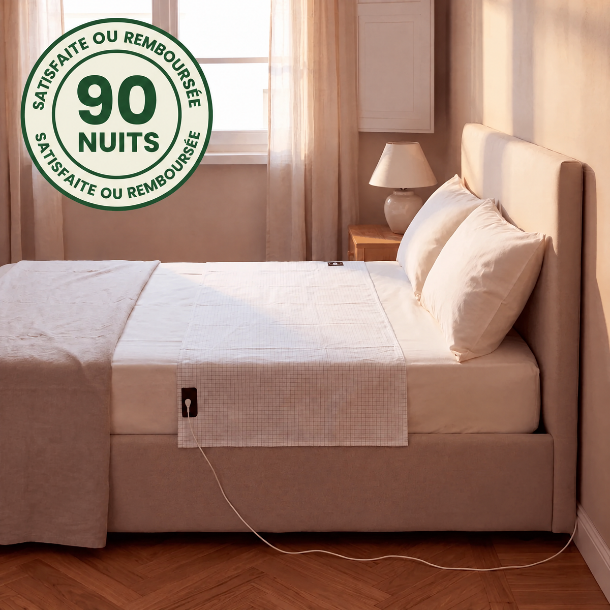 Garantie satisfaite ou remboursée 90 nuits, drap de grounding Sol & Sommeil